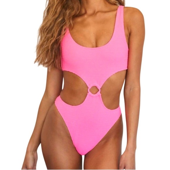 La Hearts Other - LA Hearts PacSun Pink Cutout O-Ring One Piece Swimsuit Scrunch‎ Barbiecore Sz XS